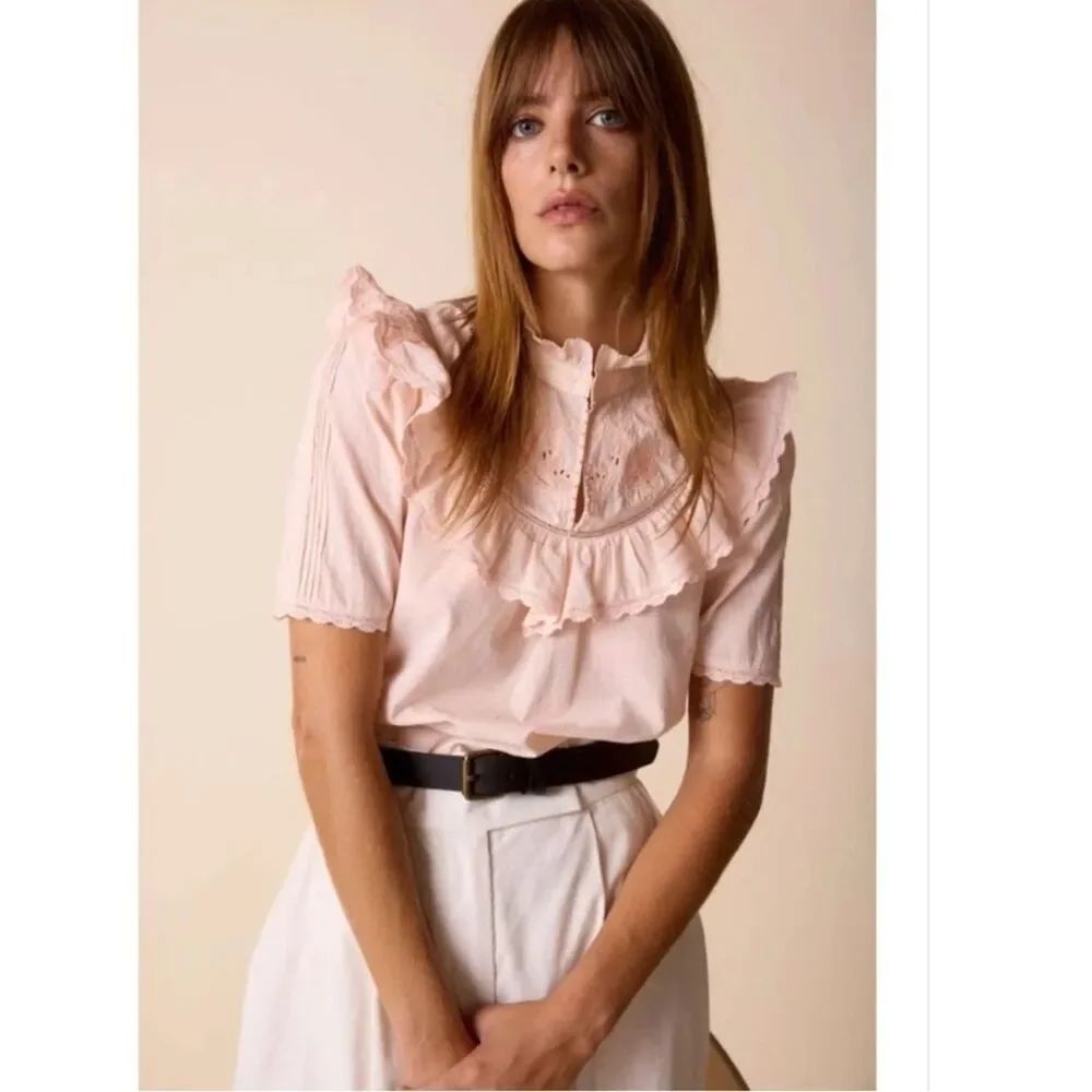 Romantic St Roche Nan Top In Wild Rose, Nostalgic Bridgerton French Bohemian — image 2 of 8